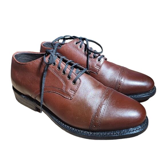 Executive Imperials Style 607503 Brown Leather Cap Toe Oxfords Size 8EE - Picture 1 of 11